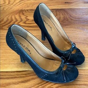 Black Bow Cut Out Heels